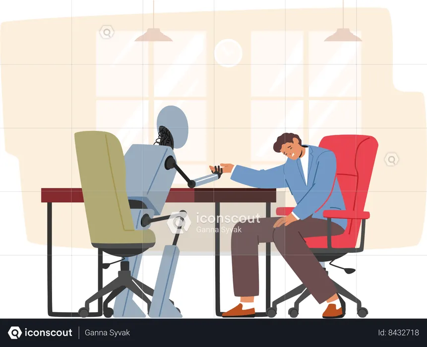 Robot Vs Human  Illustration