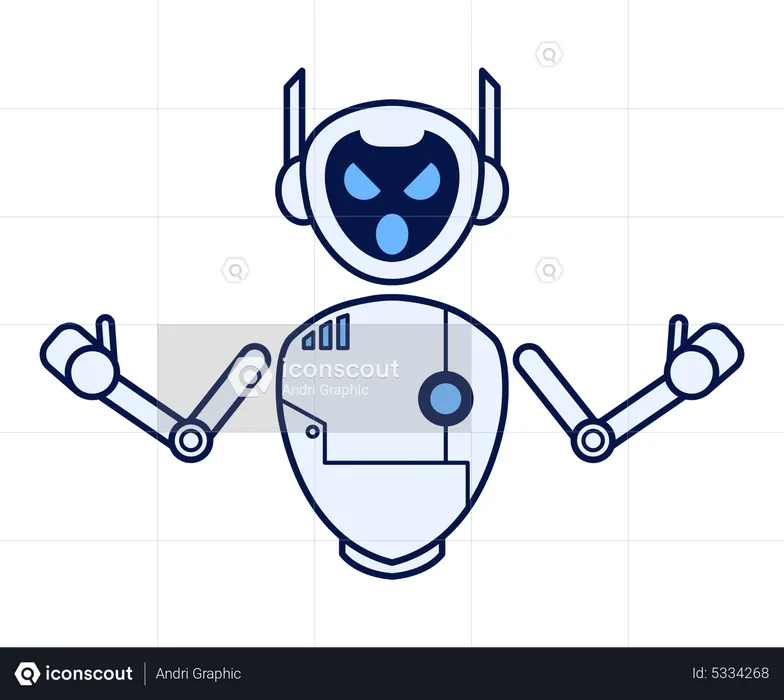 Robot with angry gesture  Illustration