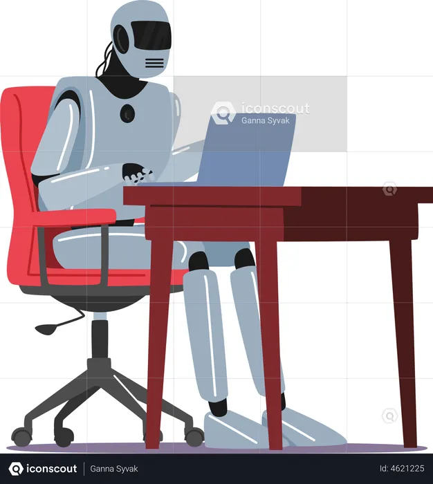Robot working in office  Illustration
