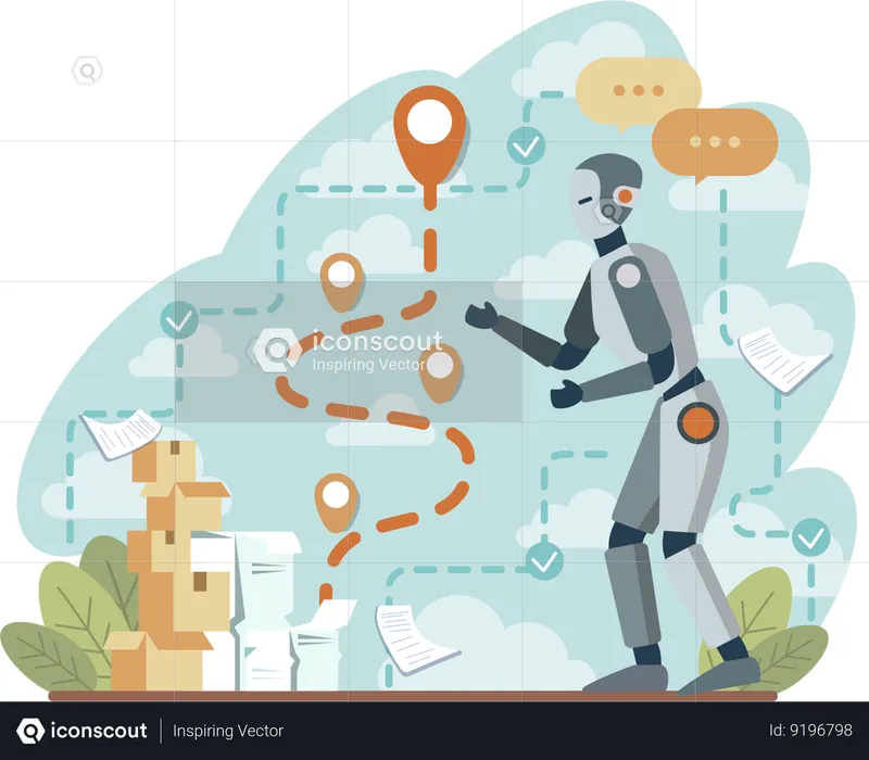 Robot working on task  Illustration