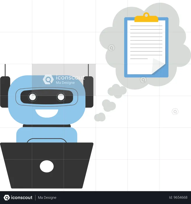 Roboter hilft bei Büroarbeit  Illustration