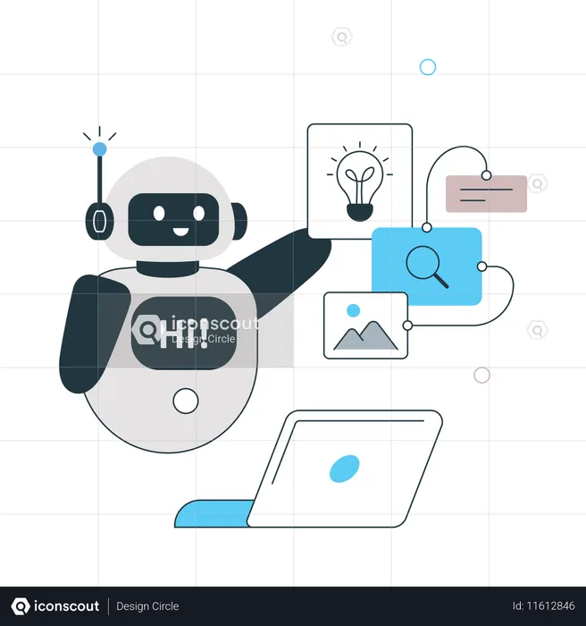 Roboter mit KI-Kundensupport  Illustration