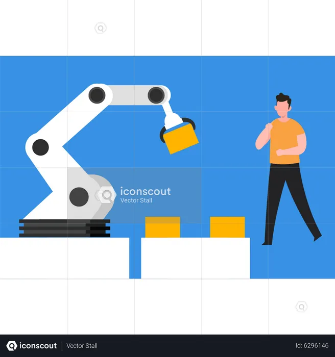 Roboterarm arbeitet in einer Produktionseinheit  Illustration