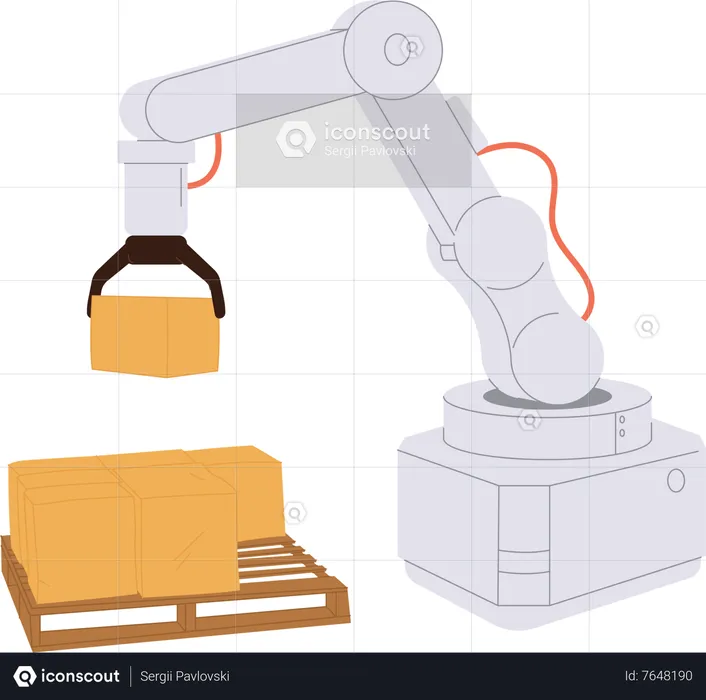 Best Robotic arm technical device loading parcel Illustration download ...