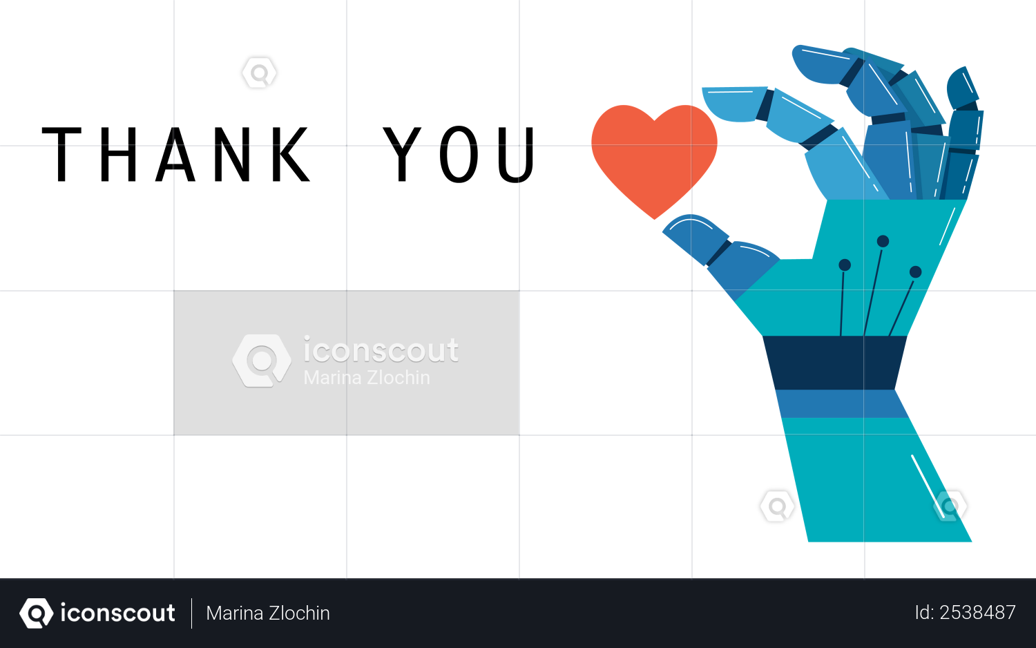 Premium Robotic hand with thank you Illustration download in PNG