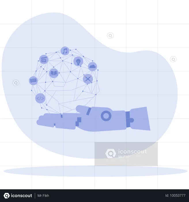 로봇 손과 사이버 라이프  일러스트레이션