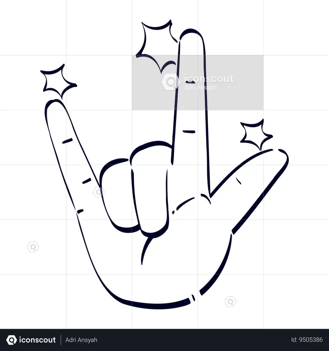 Rock On Hand Gesture  Illustration