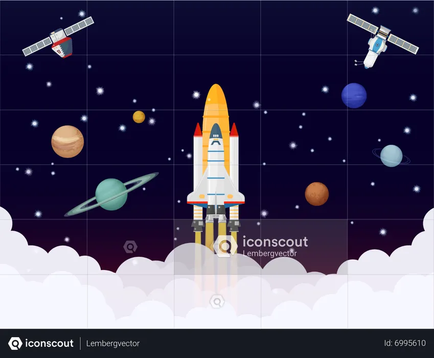Rocket flying in space  Illustration
