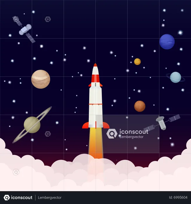 Rocket flying in space  Illustration