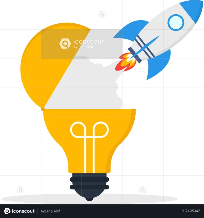 Rocket launch or Business Startup  Illustration