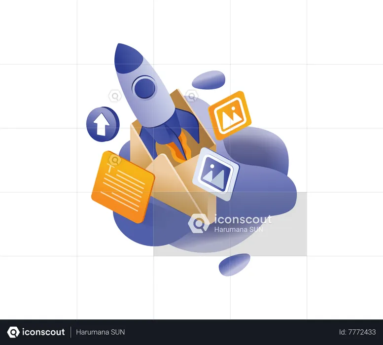 Rocket launched from email marketing  Illustration