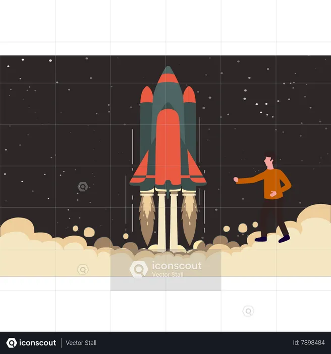 Rocket launched into space  Illustration