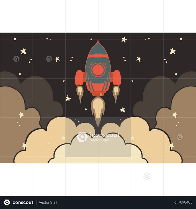 Rocket launched into space  Illustration