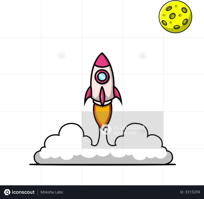 Rocket Launching and Planet  Illustration
