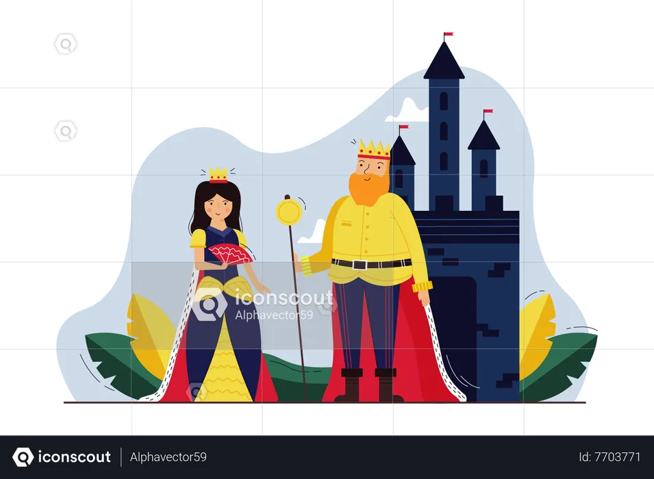 Roi royal avec princesse  Illustration