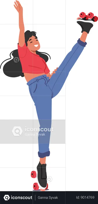 Roller Skating Girl  Showcasing Her Skill  Illustration