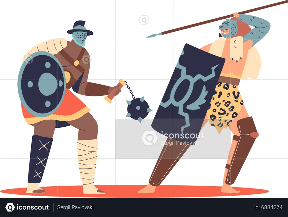 Roman gladiators fighting  Illustration