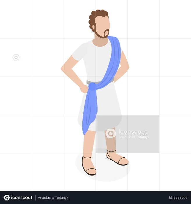 Roman person standing wearing traditional roman outfit  Illustration
