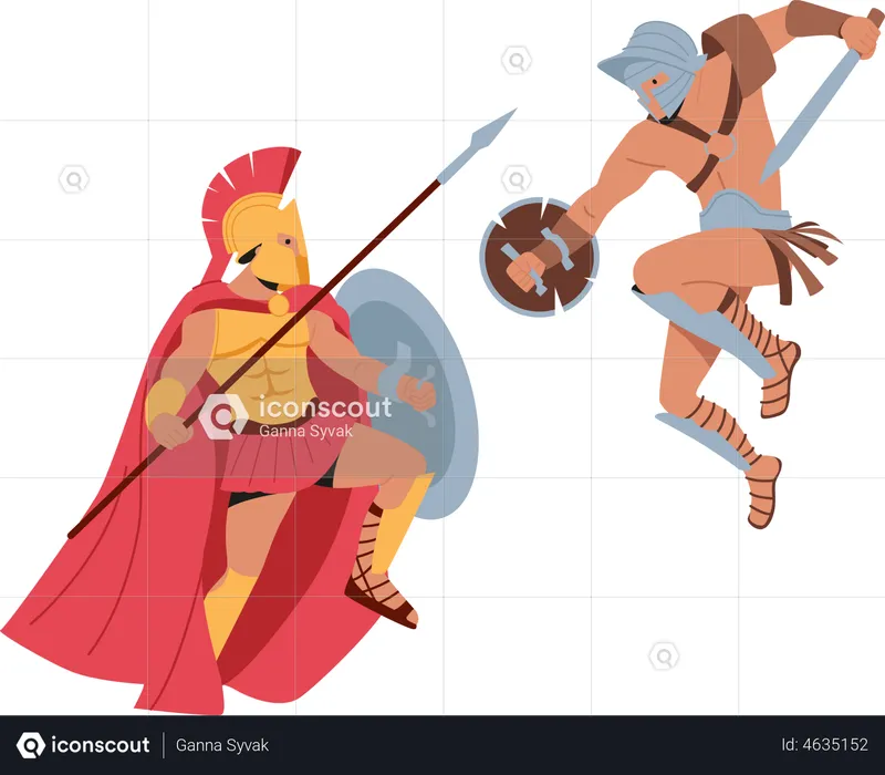 Roman Warriors fight on Coliseum Arena  Illustration