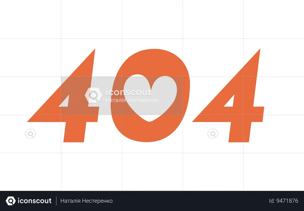 Romance heart shape black white error 404 flash message  Illustration