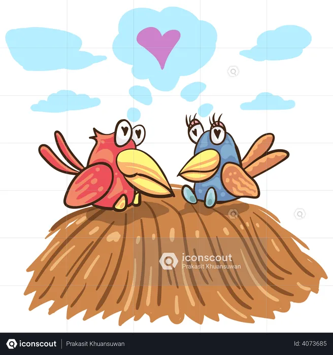Romantic Bird couple  Illustration