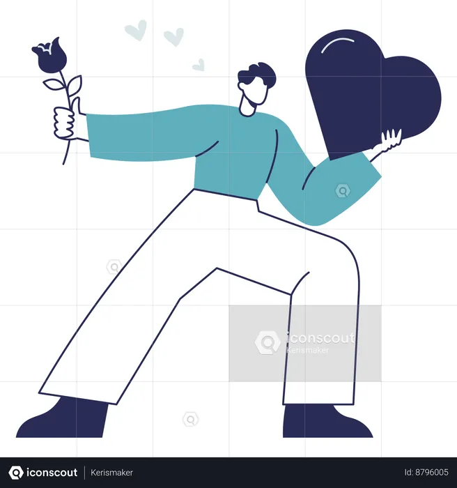 Romantic Boyfriend holding heart  Illustration