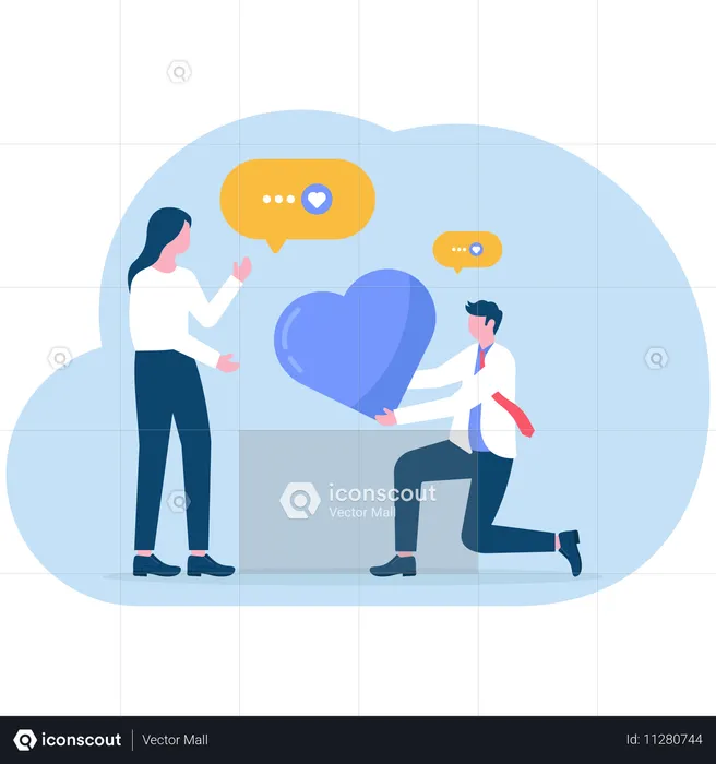 Romantic conversation between husband and wife  Illustration