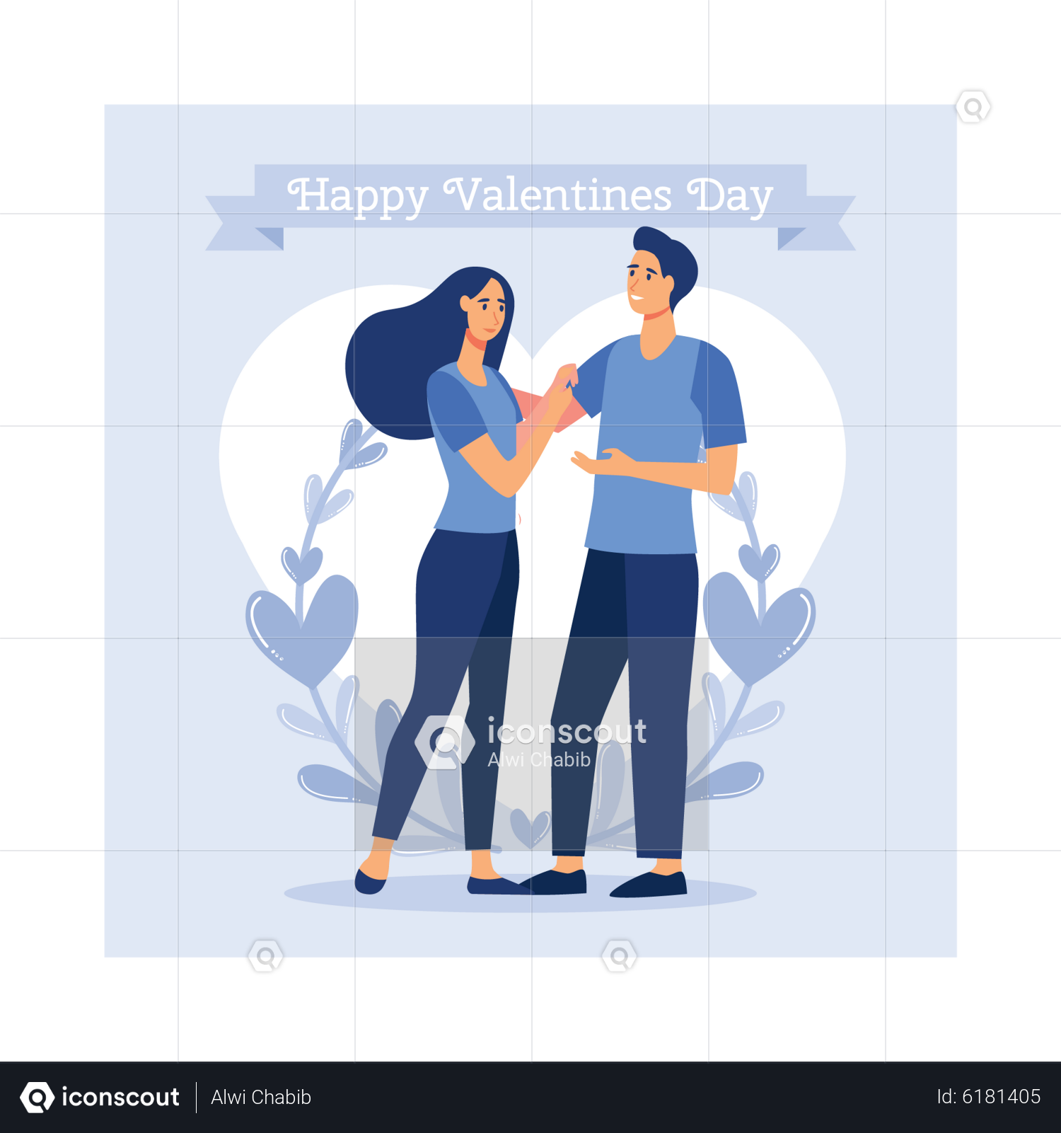 Best Romantic Couple Celebrates Valentines Day Illustration Download In ...