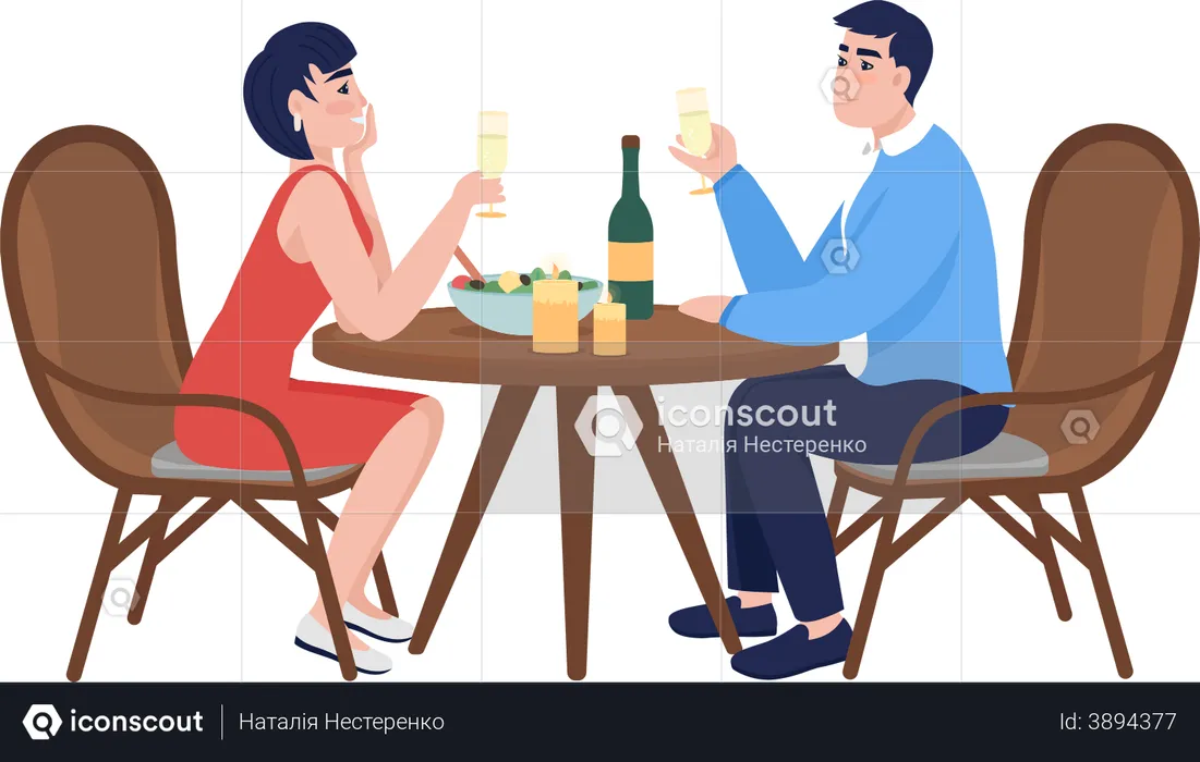 Romantic couple celebrating anniversary  Illustration
