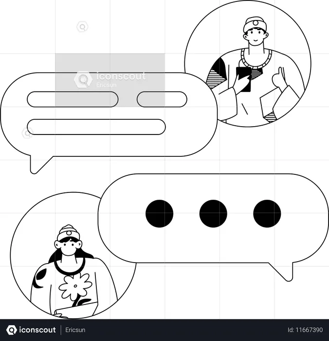 Romantic Couple doing social media communication  Illustration