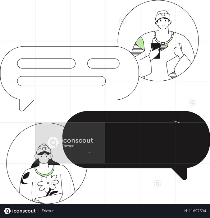Romantic Couple doing social media communication  Illustration