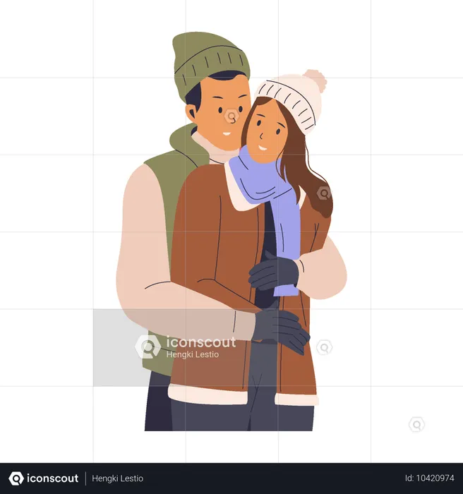 Romantic couple hugging and giving romantic pose  Illustration