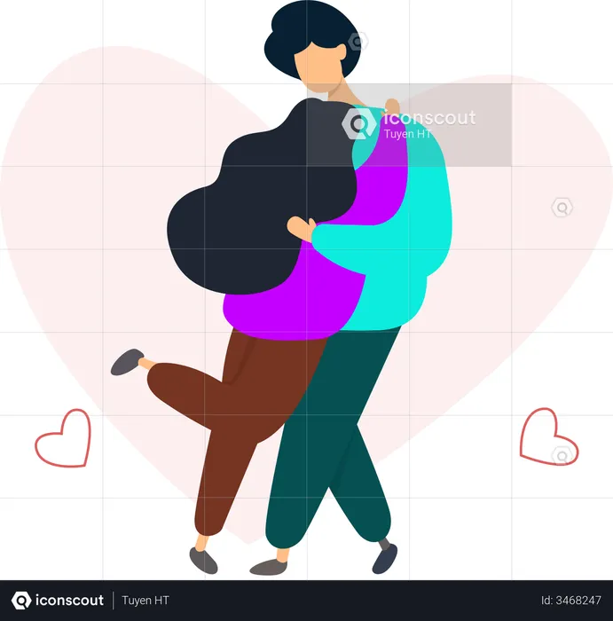 Romantic couple hugging each other  Illustration