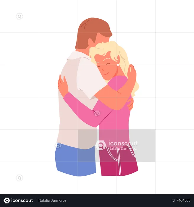 Best Romantic Couple Hugging Each Other Illustration Download In Png