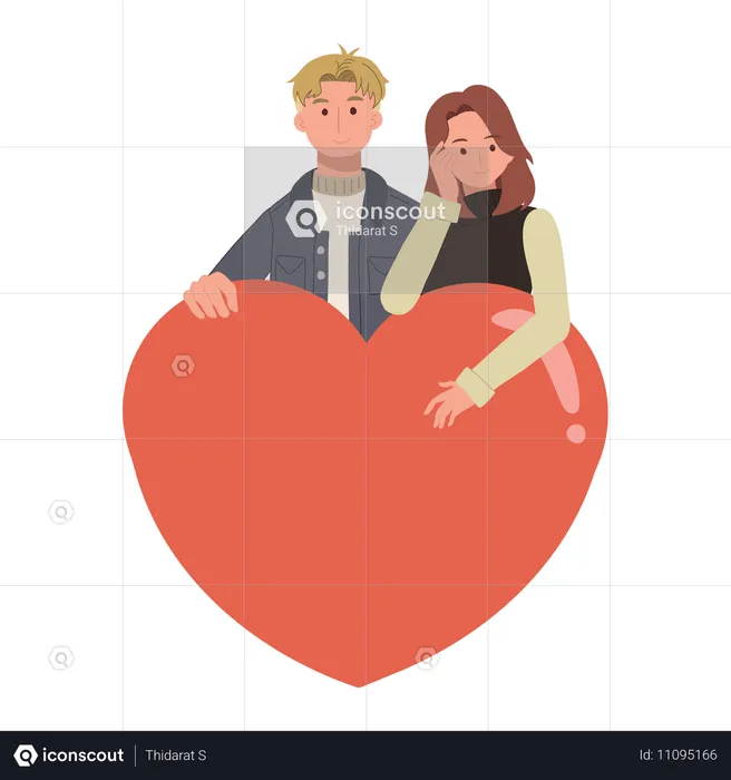 Romantic couple hugging to celebrate love and affection on valentine's day  Illustration