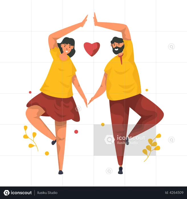 Romantic couple in love gesture  Illustration