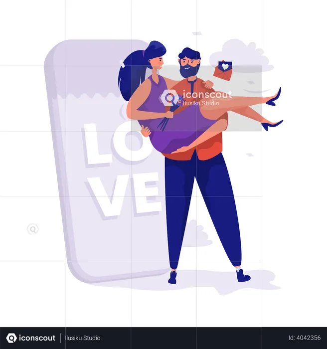 Romantic couple in love  Illustration