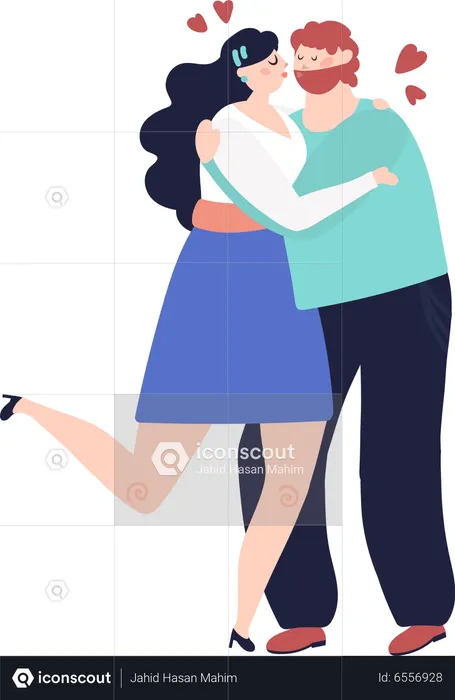 Romantic Couple Kissing  Illustration