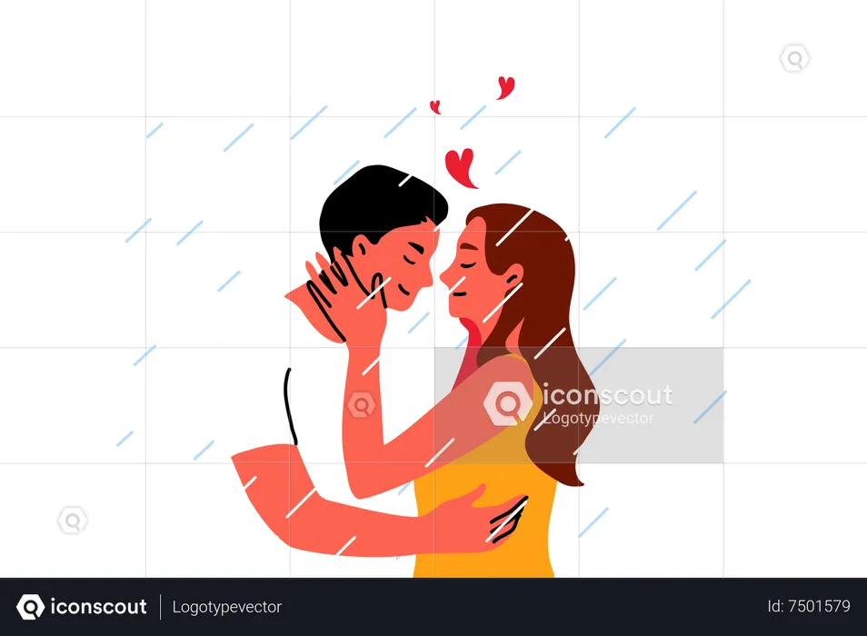 Romantic couple kissing  Illustration