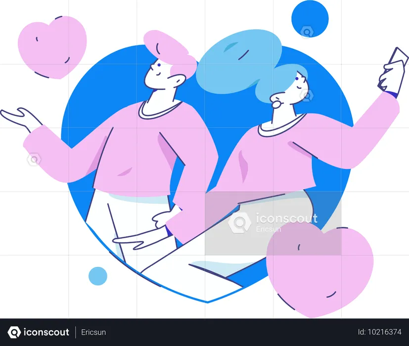 Romantic Couple loving each other  Illustration