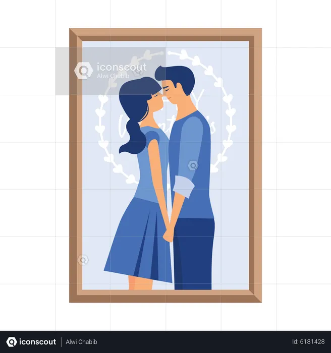 Romantic Couple photo frame  Illustration