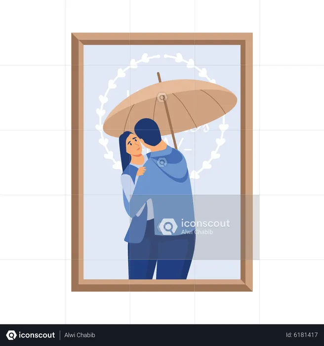 Best Premium Romantic Couple photo frame Illustration download in PNG