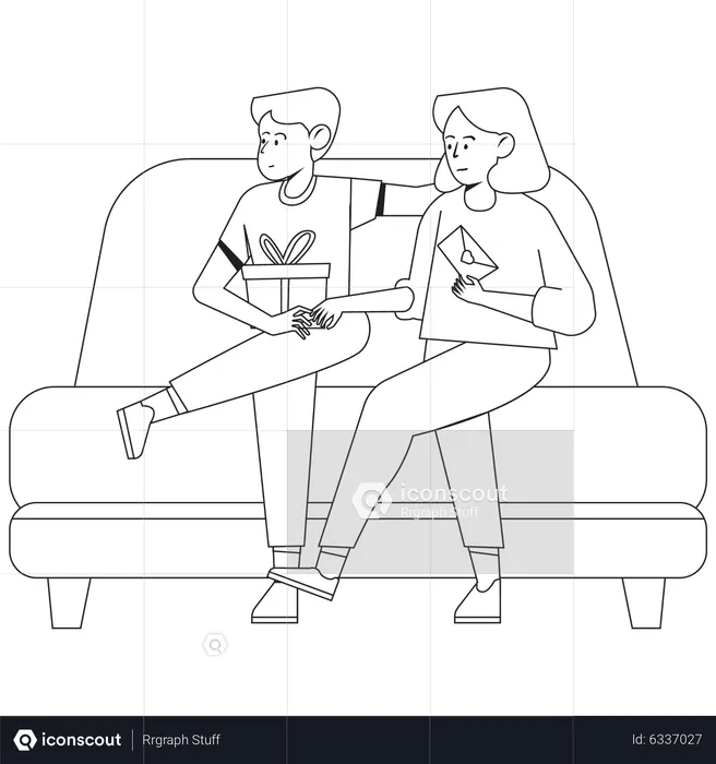 Romantic couple relaxing together  Illustration