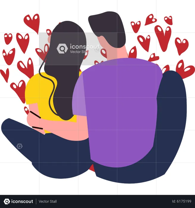 Romantic couple sitting on valentine day  Illustration