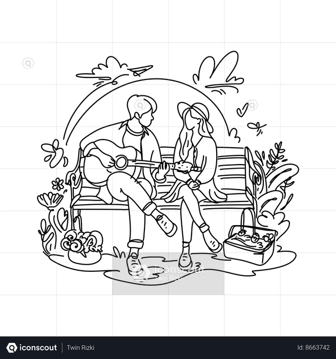 Romantic couple spending time on valentine  Illustration