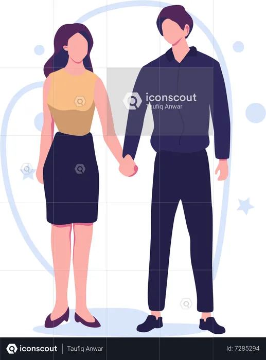 Romantic couple standing together  Illustration