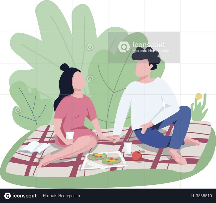 Romantic date at outdoors  Illustration