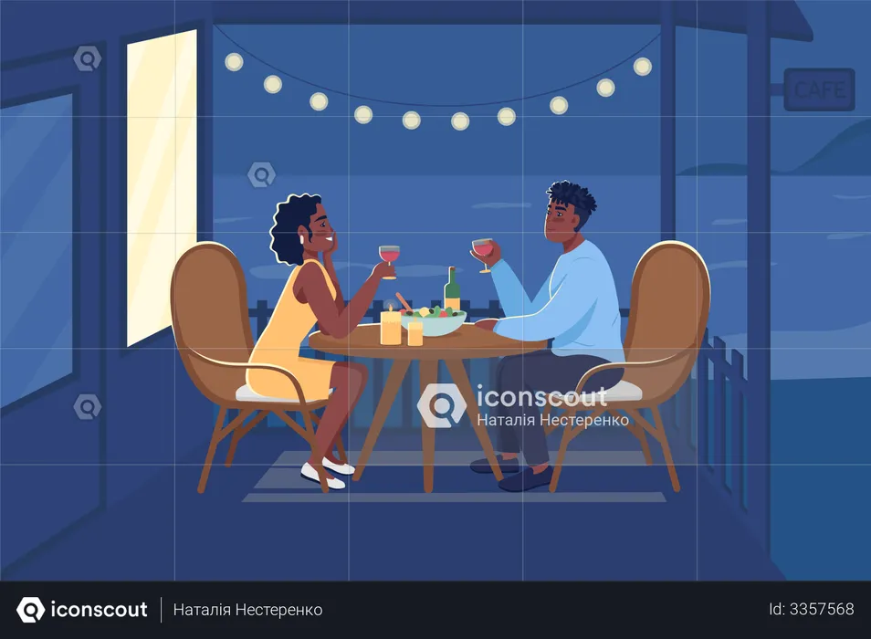Romantic dinner date  Illustration
