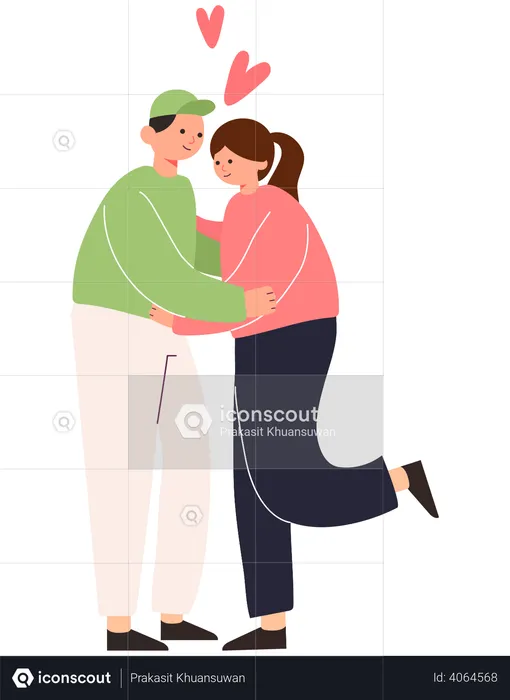 Romantic hug by couple  Illustration