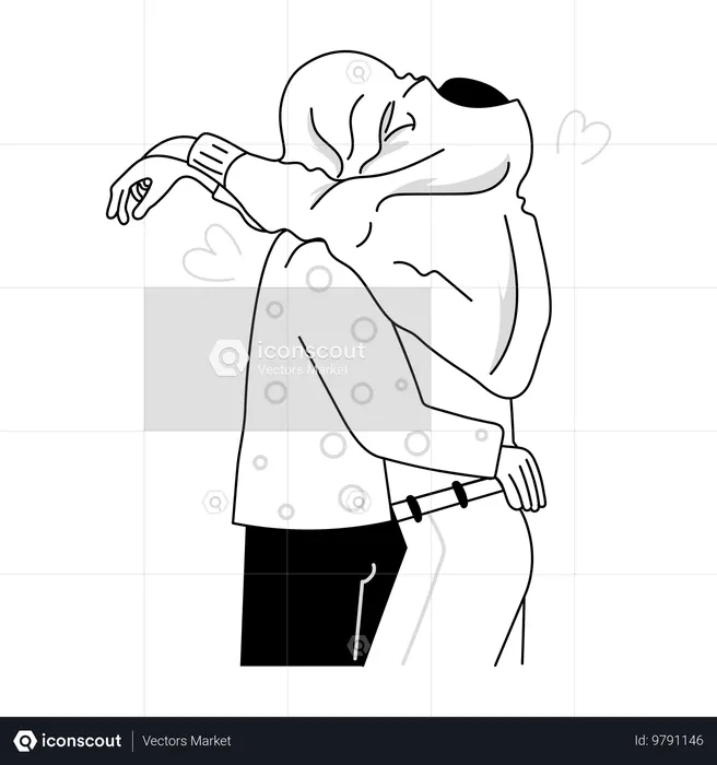 Romantic Hug given by girl  Illustration